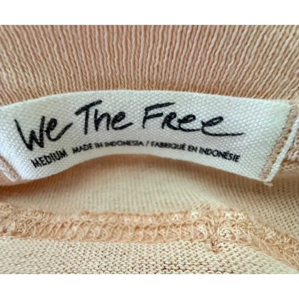 Free People We The Free Oversize Boxy Crop Tee Medium Peach Boho Artsy Casual